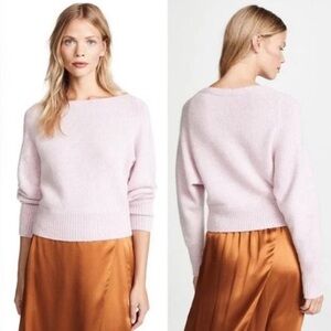 Vince Donegal Cashmere Sweater Ultra Soft Luxury Knit Dolman Sleeve Heather Pink